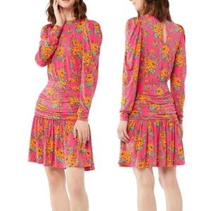 SCOOP NYC floral puff shoulder mini dress women Size XL (16-18)